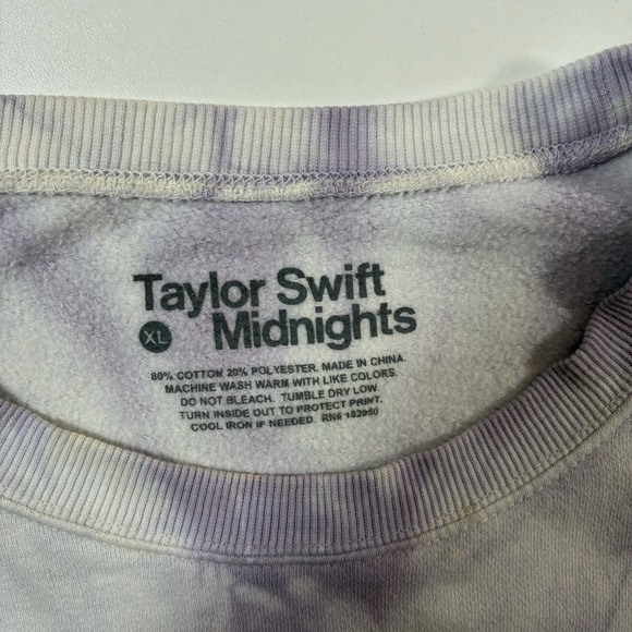 Taylor Swift Midnights Lavender Spiral Tie Dye Crewneck Sweatshirt XL Swiftie - Picture 5 of 9